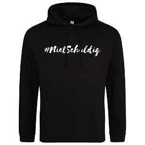 Hoodie dames #nietschuldig zwart